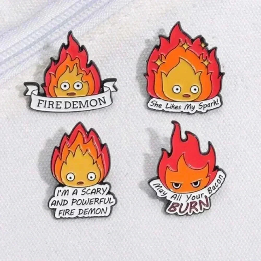 1 piece multicolor flame fire sprite enamel pin brooch backpack clothes